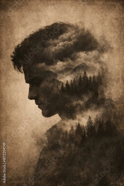 Obraz Stormy thoughts in dark forest clouds