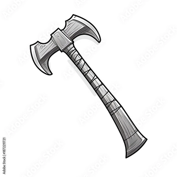 Obraz Sharp Axe Outline Vector Isolated Illustration