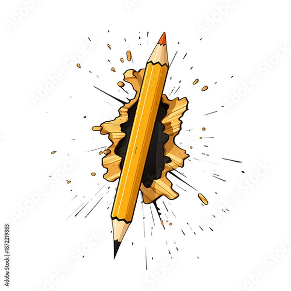 Obraz Outlined Broken Pencil Vector Illustration