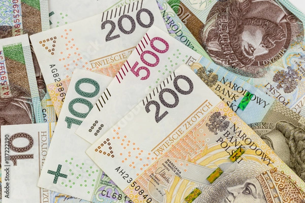 Obraz New Polish banknotes 100, 200 and 500 zloty