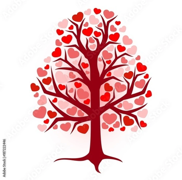 Obraz 
illustration brown tree with hearts