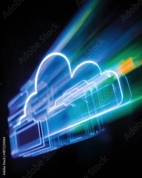 Obraz Premium AI Cloud Security Modern Data Migration and Intelligent Network Solutions for Tech Marketing Content