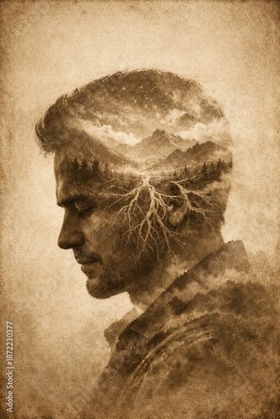 Obraz Human technology synergy with network forest