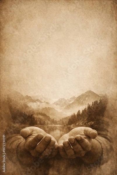 Obraz Grateful connection portrait with intertwined trees