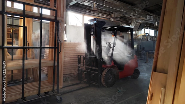 Obraz Manipulator loader in the workshop industrial environment