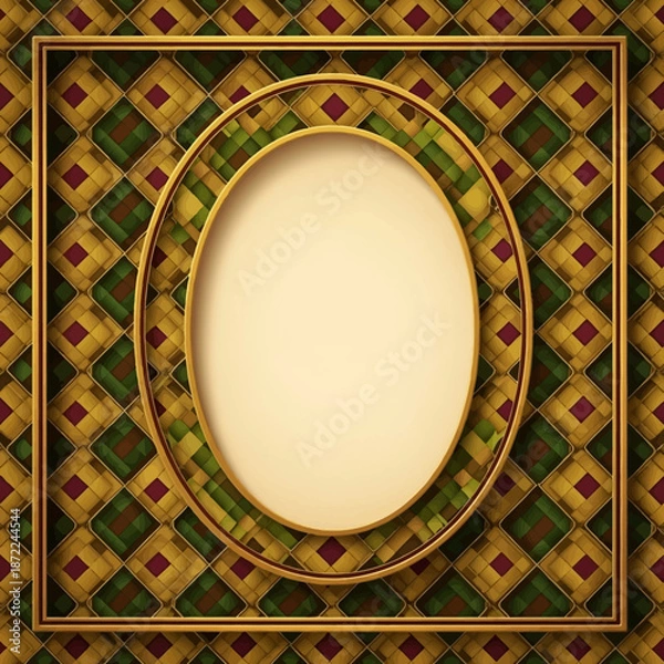 Obraz Elegant Oval Frame with Golden Border.