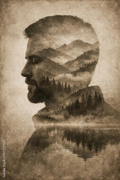 Obraz Self-discovery path double exposure silhouette