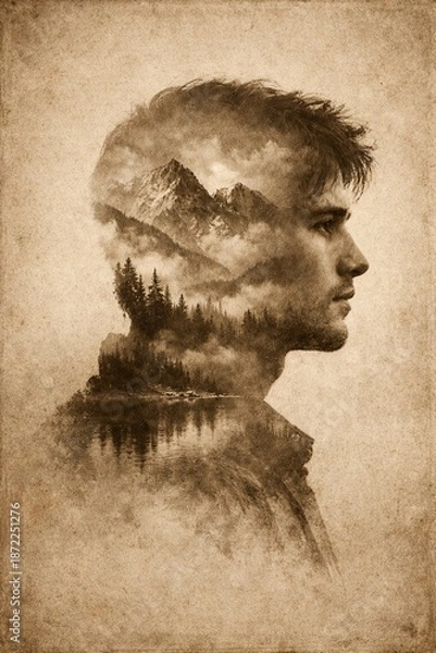 Obraz Renewal reflection double exposure hands