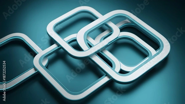 Obraz Abstract Interconnected Rings on Teal Gradient Background