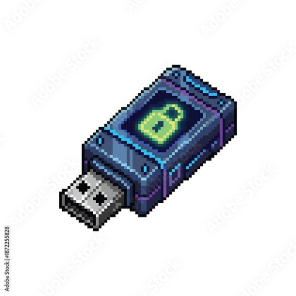 Fototapeta Pixel Art Encryption USB Key