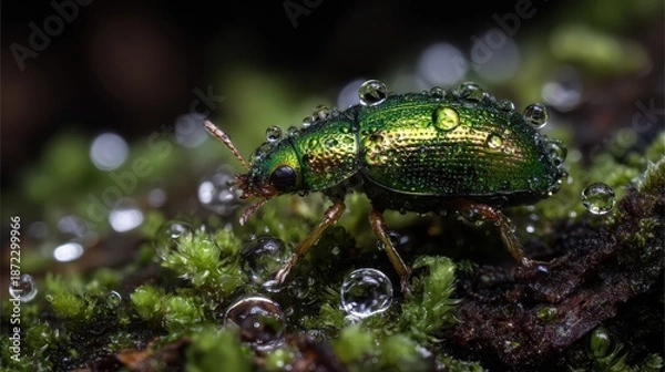 Obraz A green bug with a long tail