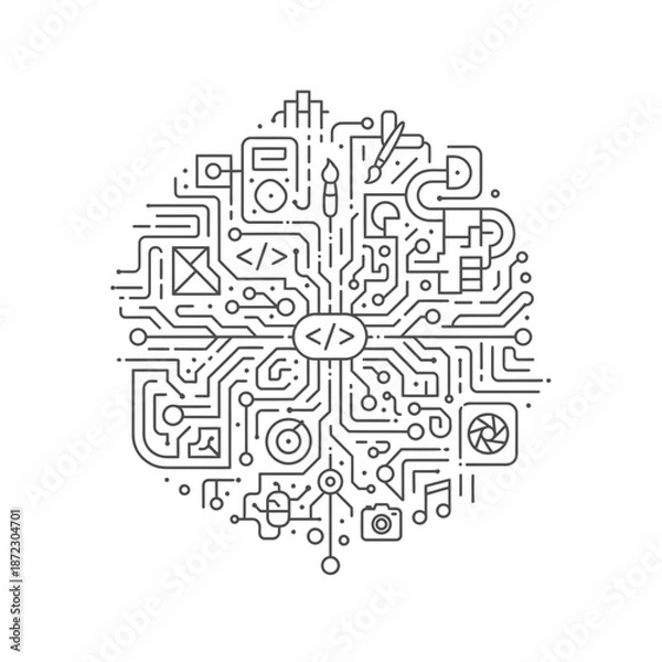 Obraz creative-coding-concept-in-line-art