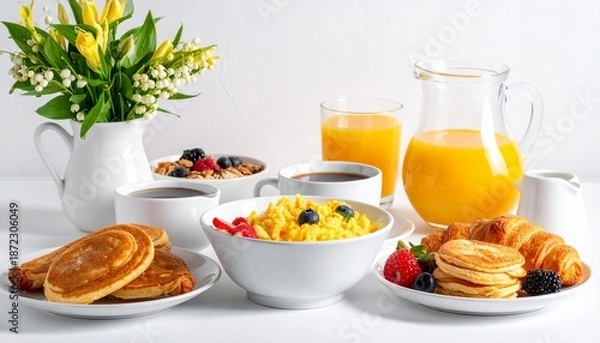Obraz Complete Breakfast Spread with Coffee and Juice
