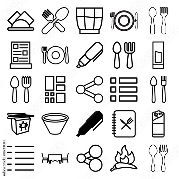 Fototapeta Menu icons. set of 25 editable outline menu icons