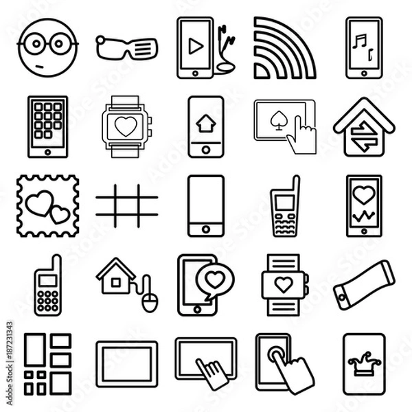 Fototapeta Smart icons. set of 25 editable outline smart icons