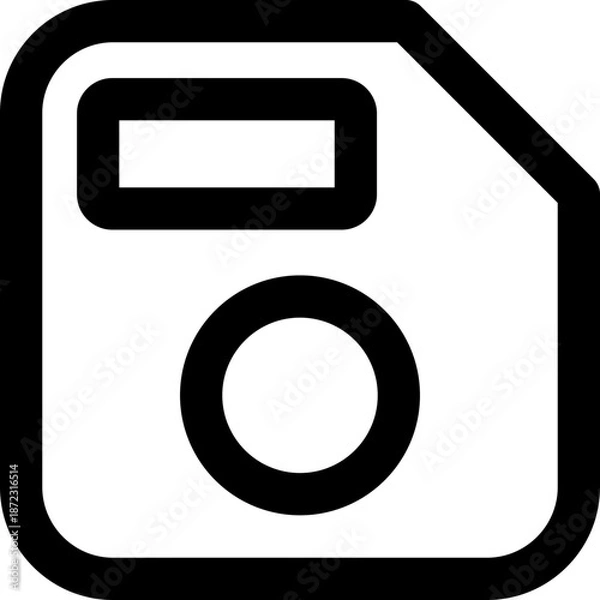 Obraz Save Button Icon Outline Rounded for File Data UI Website Mobile Apps