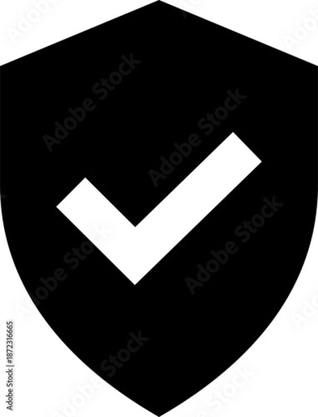 Obraz Security or Shield Button Icon Solid Sharp for User Account UI Website Mobile Apps
