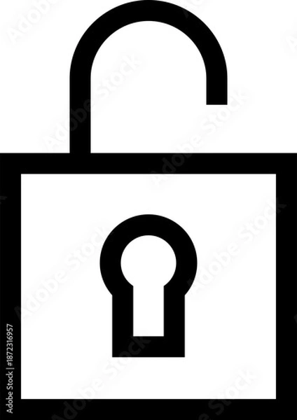 Obraz Unlock Button Icon Outline Sharp for User Account UI Website Mobile Apps