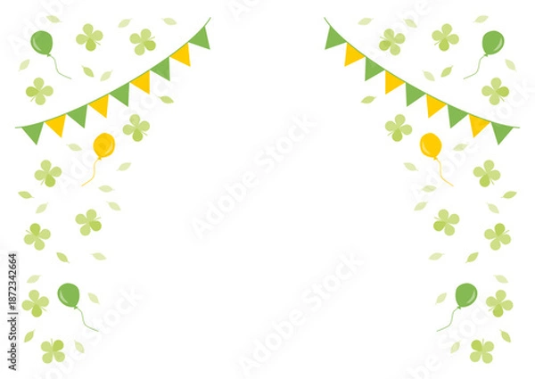 Obraz 葉っぱとフラッグガーランドのフレーム