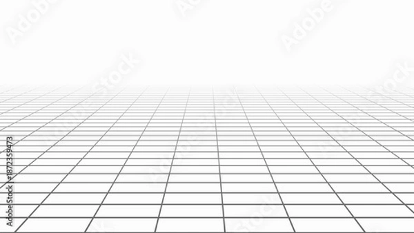 Obraz Abstract perspective background. 3D wireframe vector mesh on white background.