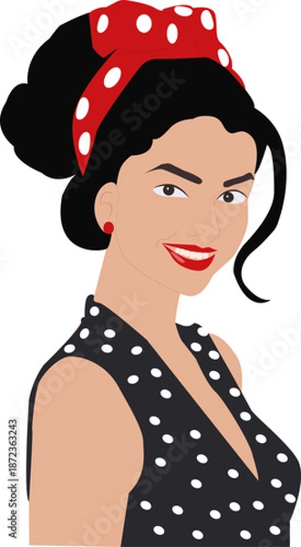 Obraz Smiling retro pin up woman vector illustration
