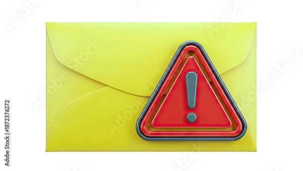 Obraz Yellow Envelope with Red Exclamation Mark Warning Symbol