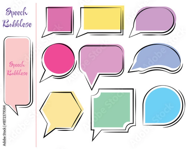 Fototapeta Creative Speech Bubbles Set, Minimal Abstract Speech Bubbles Illustration