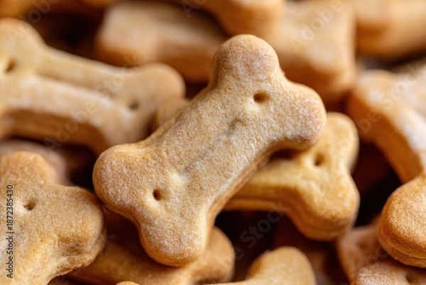 Obraz Bone shaped dog biscuits macro closeup