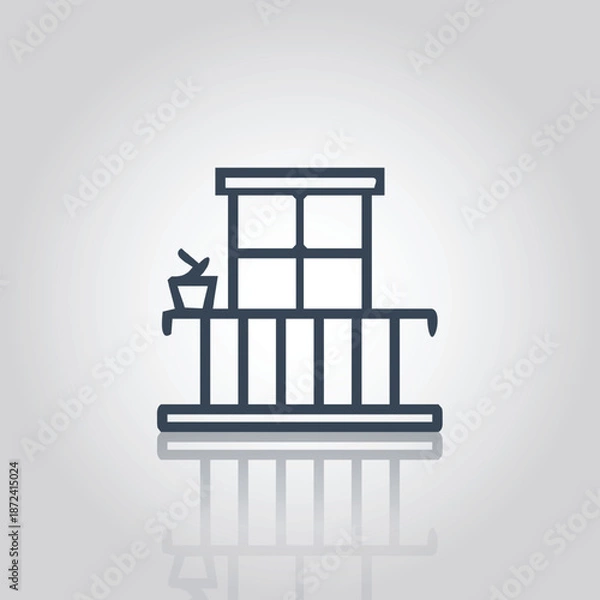 Obraz Balcony with Window Line Icon