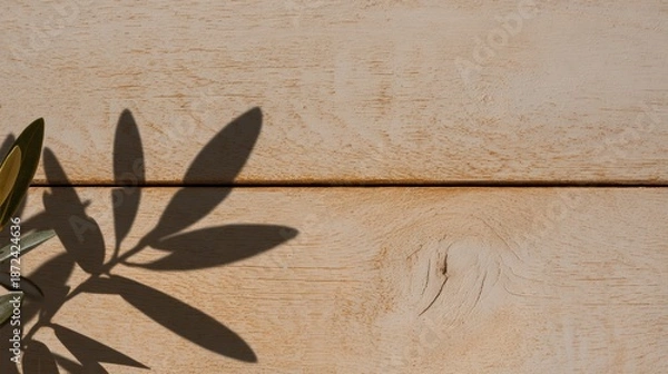 Obraz 木の表面に葉の影が模様を作ります