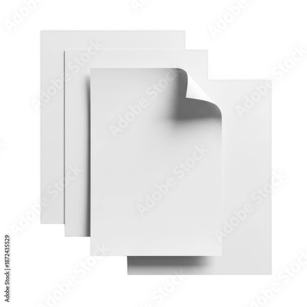 Obraz Stack of paper sheets isolated on transparent background