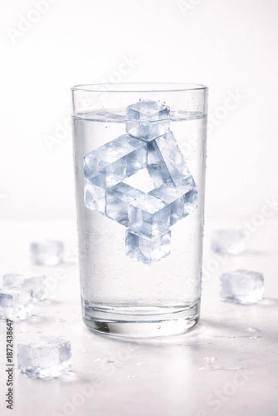 Obraz Impossible Ice Cube Shape in Glass