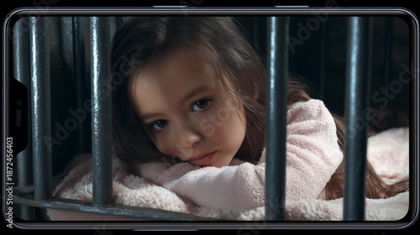 Obraz Child locked inside smartphone