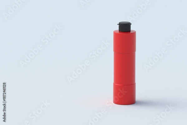 Obraz Acrylic paint bottle on light gray background. Copy space. 3d render