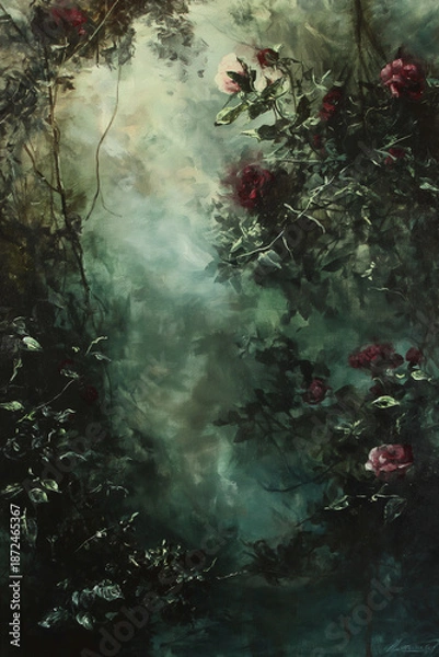 Obraz Dramatic and elegant botanical composition for design and decoration.