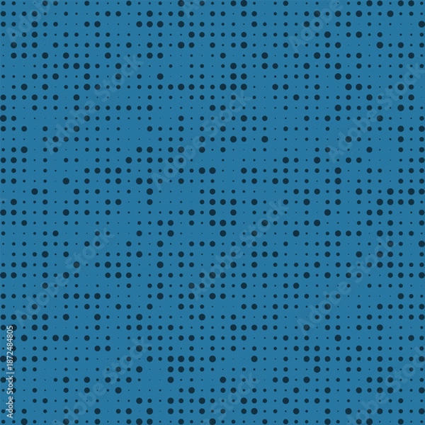 Fototapeta Different Sized Dots Blue Halftone Pattern