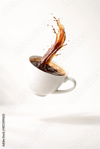 Obraz Floating Coffee Cup With Dynamic Splash