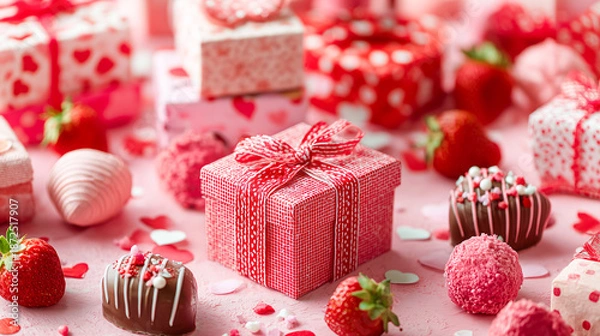 Obraz 可愛いハート柄ラッピングのバレンタインチョコレートギフト