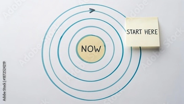 Obraz Circular Diagram Showing Start to Now with Progress Path