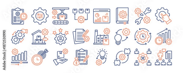 Obraz Operational Plan icon collection set. Containing design business, management, strategy, process, plan, development	