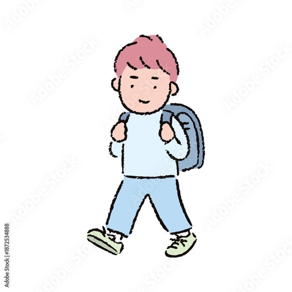 Obraz 手描きの男子小学生