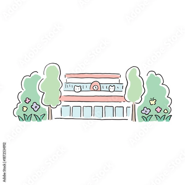 Obraz 手描きの保育園の外観