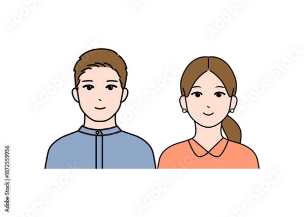 Obraz 若いカップルのシンプルなベクターアイコンイラスト素材