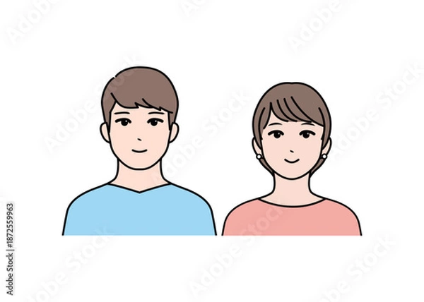 Obraz 若いカップルのシンプルなベクターアイコンイラスト素材