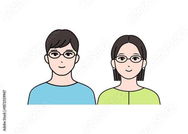 Obraz 若いカップルのシンプルなベクターアイコンイラスト素材