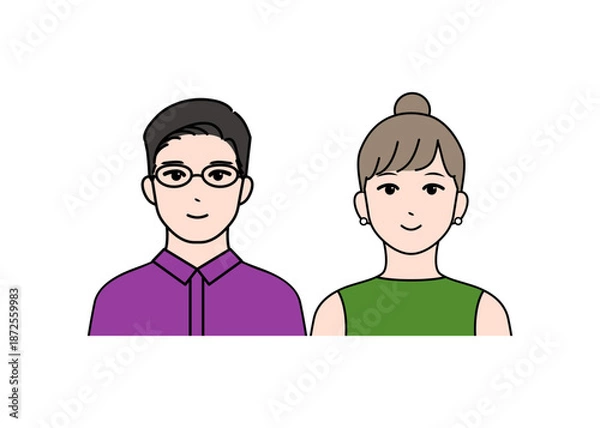 Obraz 若いカップルのシンプルなベクターアイコンイラスト素材