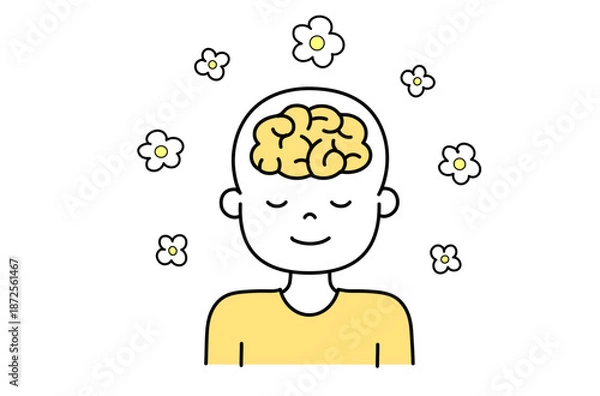 Obraz 心地良さを感じる脳のイラスト