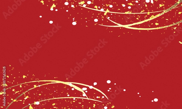 Obraz 赤い背景に金色の線と白い泡のベクターイラスト