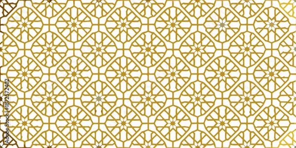 Obraz Intricate golden geometric pattern on a white background a seamless repeatable design
