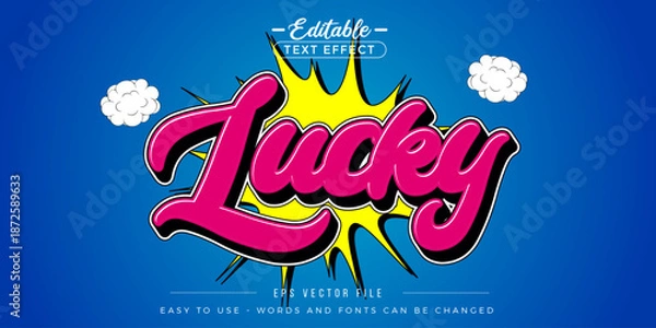 Obraz Cartoon style lucky text, editable text effect.